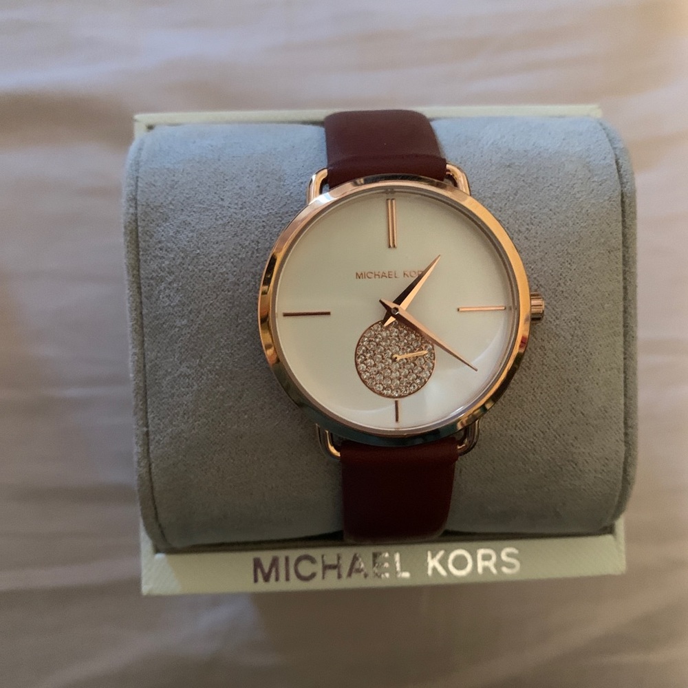 Micheal Kors Rose Gold Burgandy Watch
